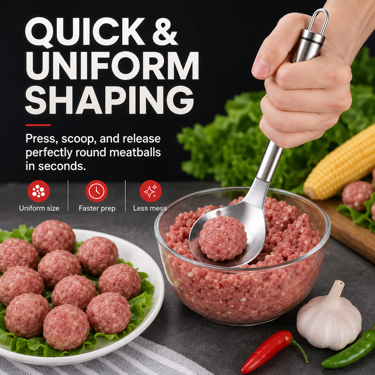 🛡️304 Stainless Steel Meatball Maker Spoon