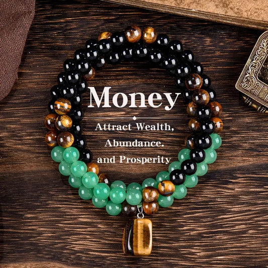 ✨ Money Attraction Necklace 💰 Green Aventurine & Tiger Eye Crystal