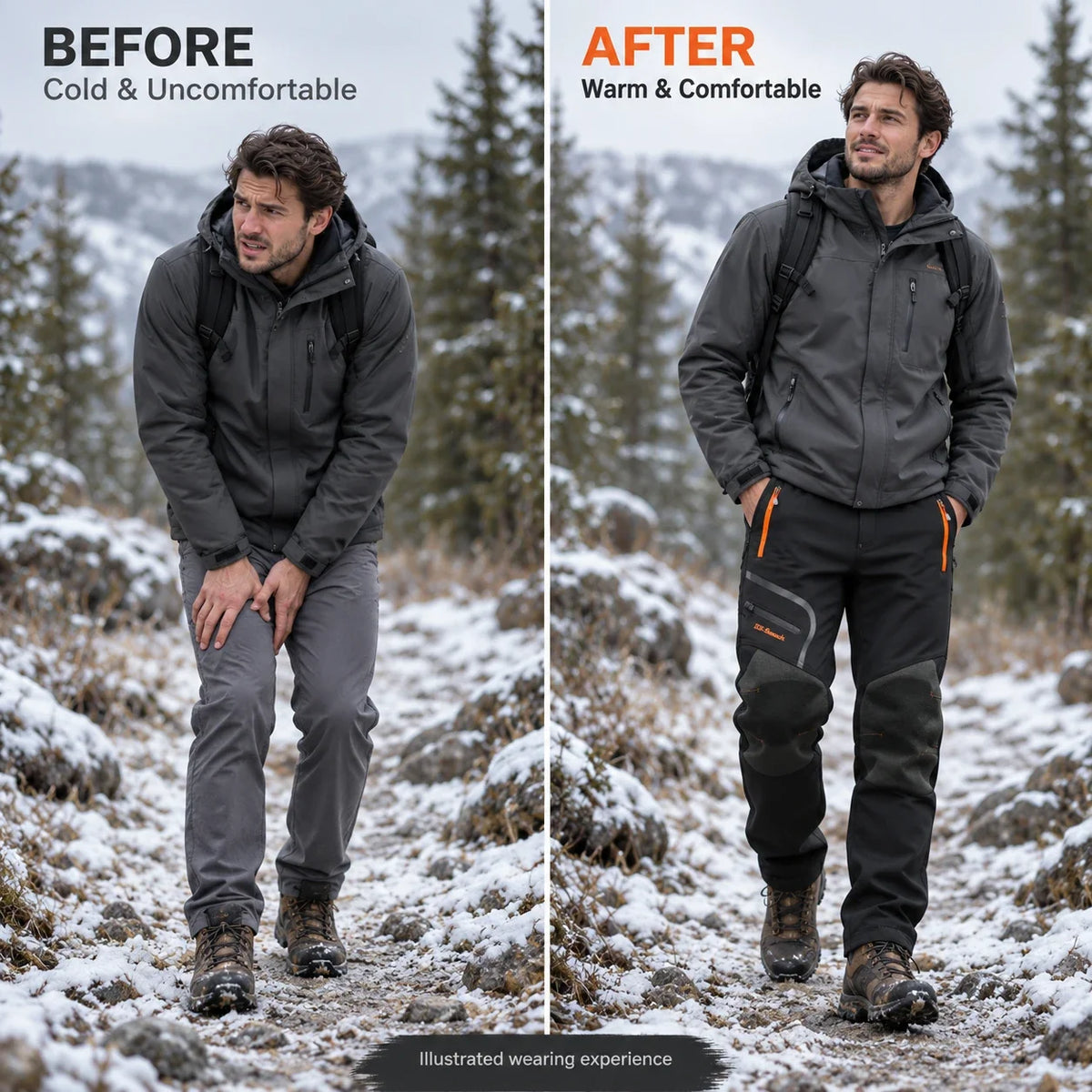👖Men’s Fleece-Lined Softshell Hiking Pants