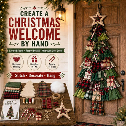 ⭐ The Ultimate Holiday DIY Craft Oversized Patchwork Christmas Tree Door Hanging Banner Kit 🎄🚪