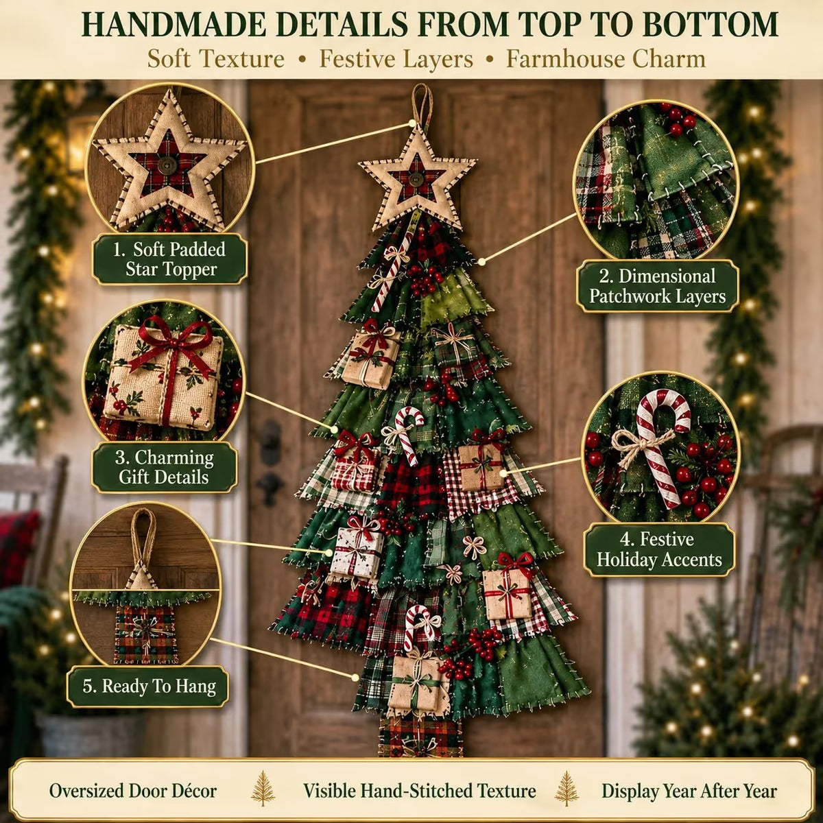 ⭐ The Ultimate Holiday DIY Craft Oversized Patchwork Christmas Tree Door Hanging Banner Kit 🎄🚪