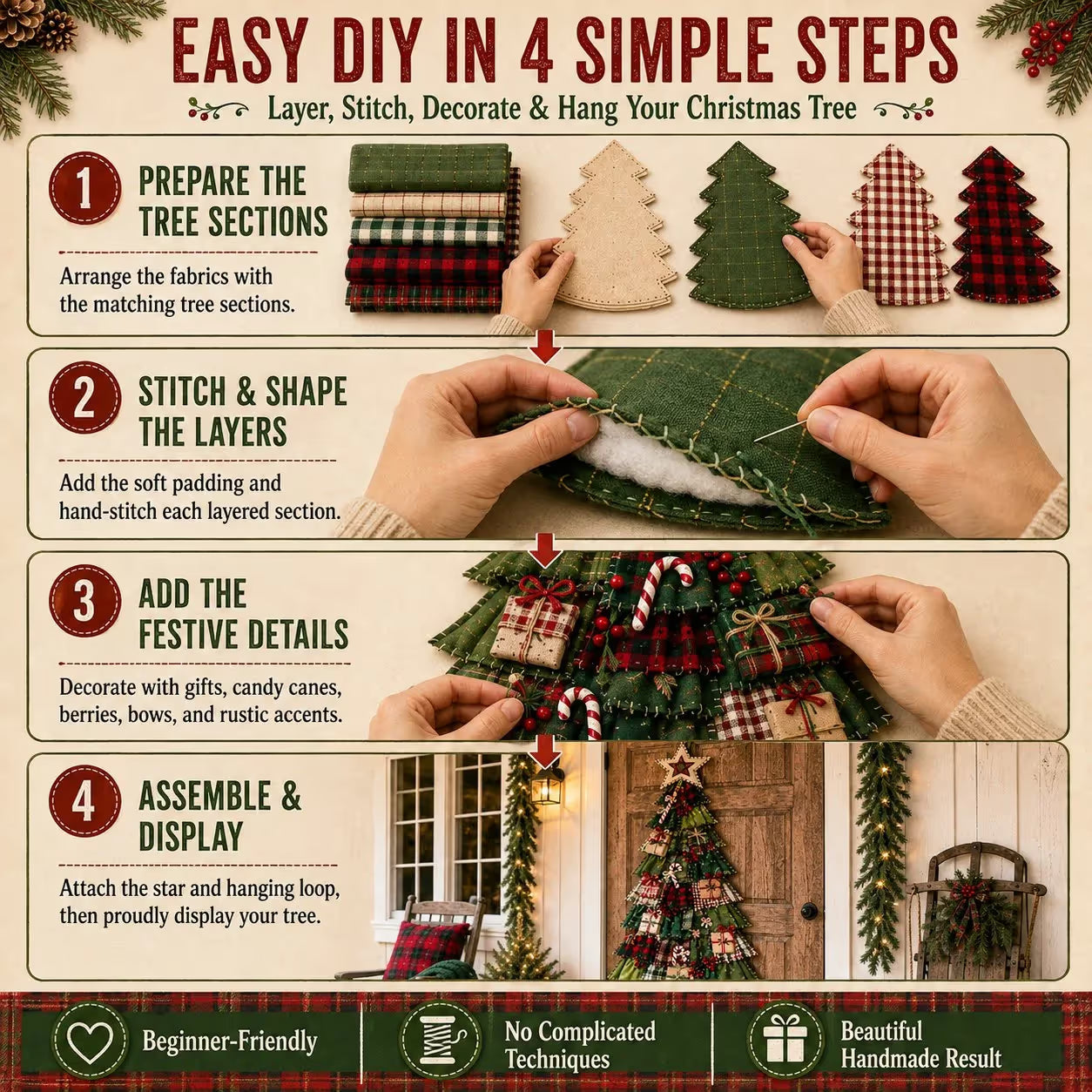 ⭐ The Ultimate Holiday DIY Craft Oversized Patchwork Christmas Tree Door Hanging Banner Kit 🎄🚪