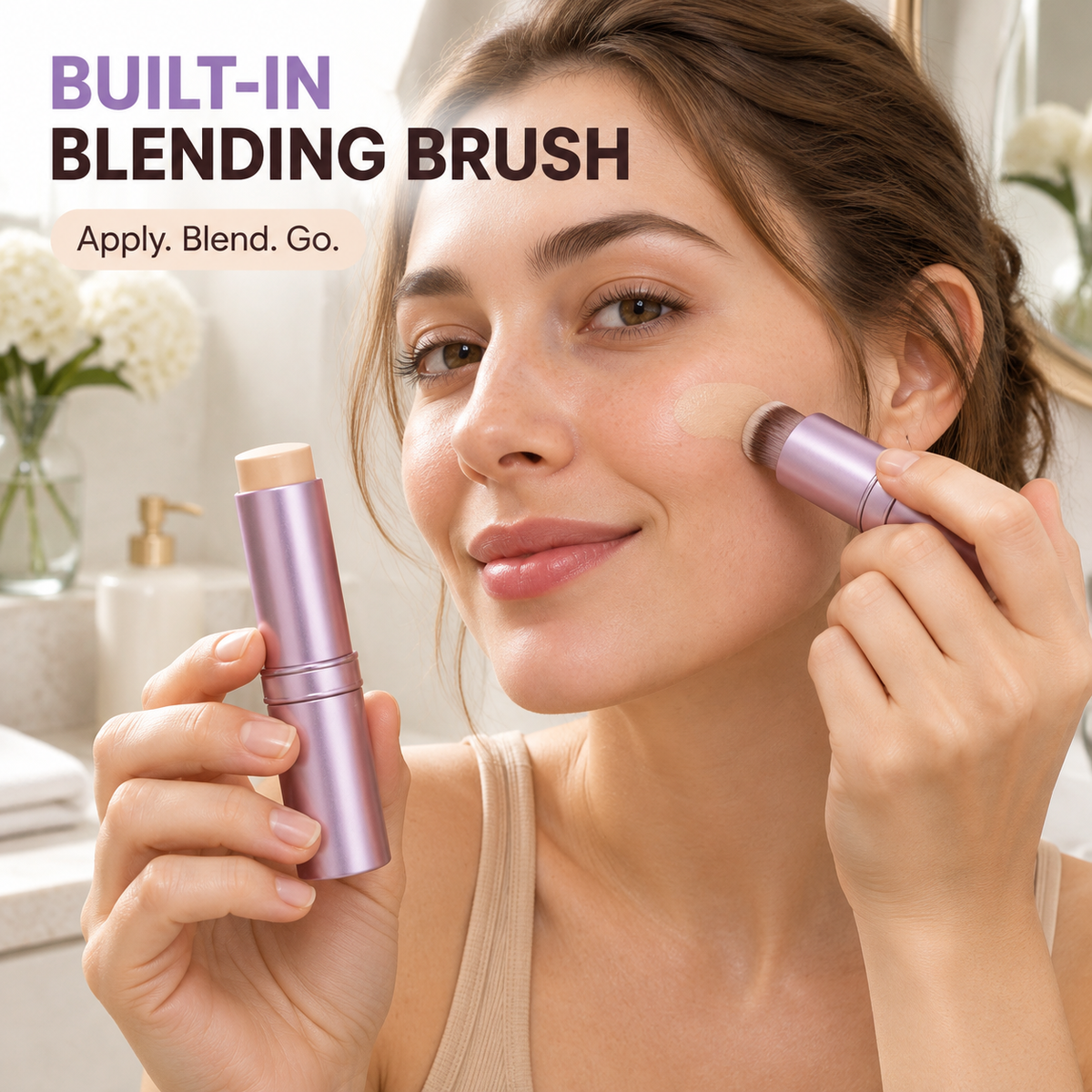 ✨ Ivory Concealer Stick with Built-In Blending Brush – Buildable Coverage & Natural-Looking Finish