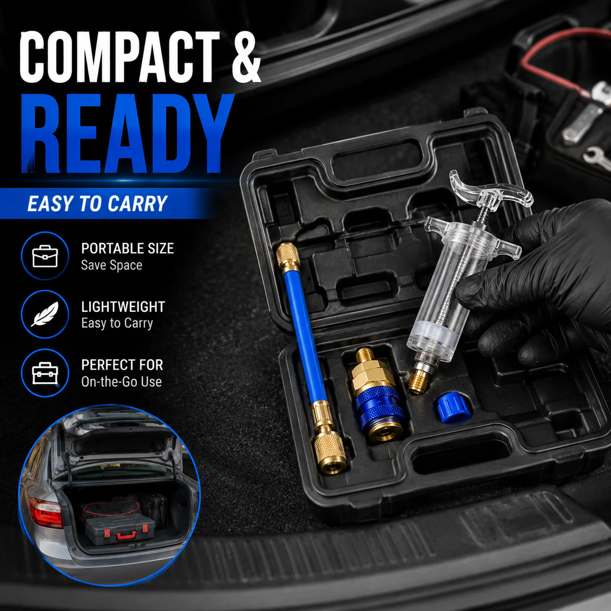 🚀A/C Oil & UV Dye Injector Tool Kit with 1/4" SAE & 13mm Quick Coupler | 1 oz (30ml)⚡