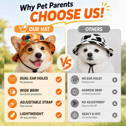 ☀️ Cute Pet Sun Hat with Ear Holes - Adjustable Cap for Dogs & Cats 🐾