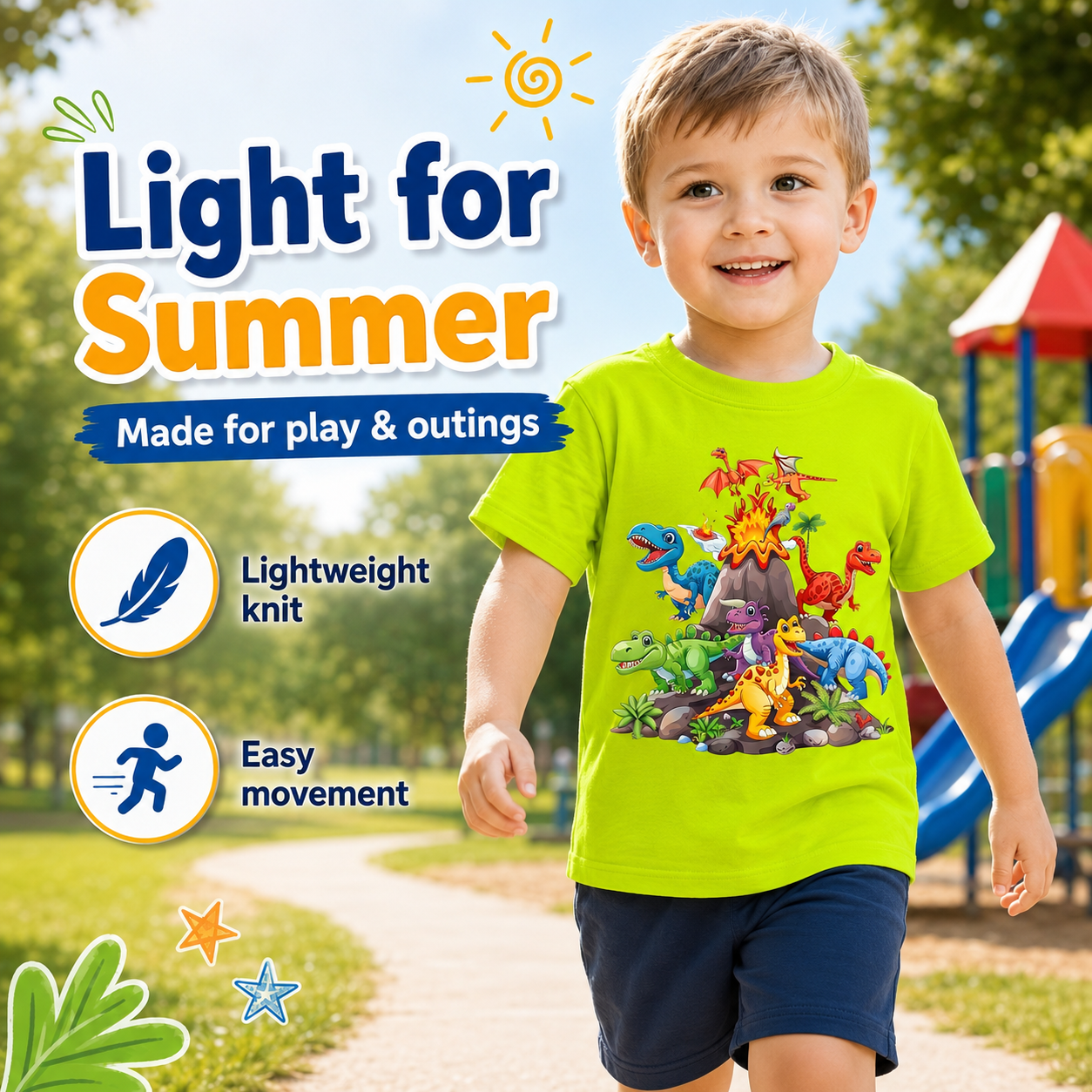 🌞Kids Dinosaur Graphic T-Shirt | Lightweight Summer Tee
