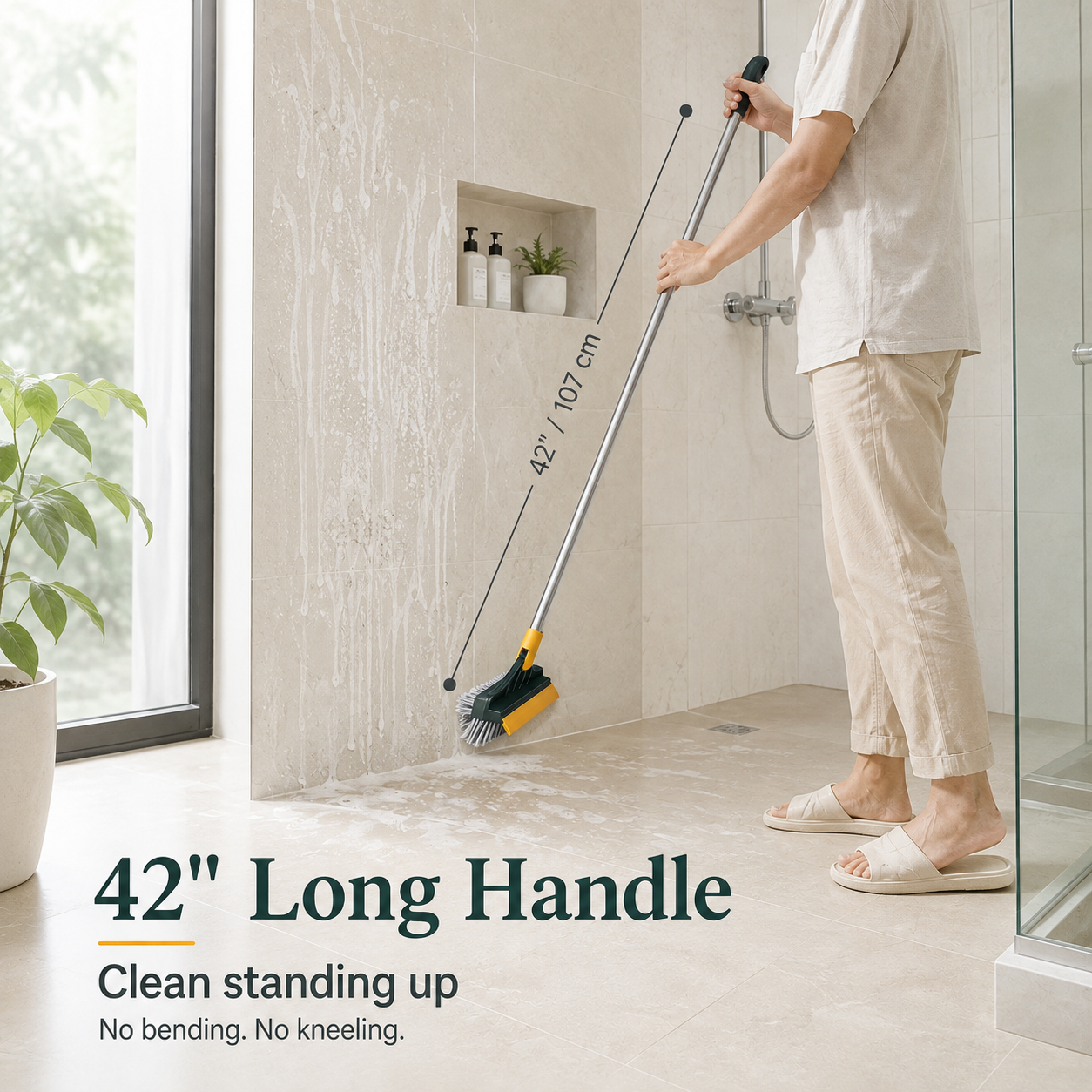 🧹3-in-1 Floor Scrubber Brush with Squeegee