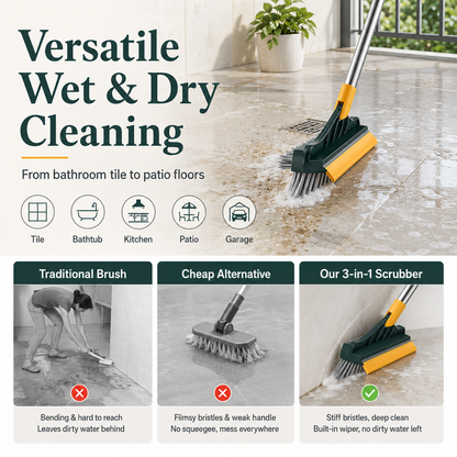 🧹3-in-1 Floor Scrubber Brush with Squeegee