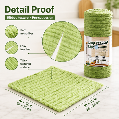 Reusable Microfiber Cleaning Cloth Roll | 20 Pre-Cut Rags