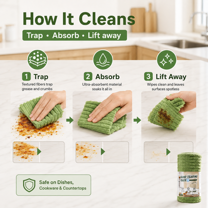 Reusable Microfiber Cleaning Cloth Roll | 20 Pre-Cut Rags
