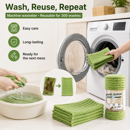 Reusable Microfiber Cleaning Cloth Roll | 20 Pre-Cut Rags