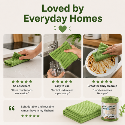 Reusable Microfiber Cleaning Cloth Roll | 20 Pre-Cut Rags