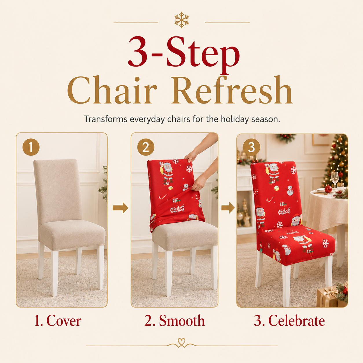 🎄Christmas Stretch Dining Chair Cover | Holiday Decor