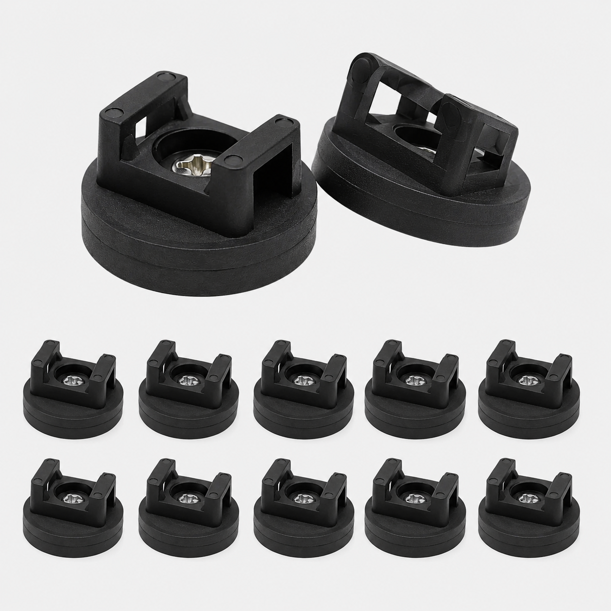 Close view of magnetic cable tie mounts