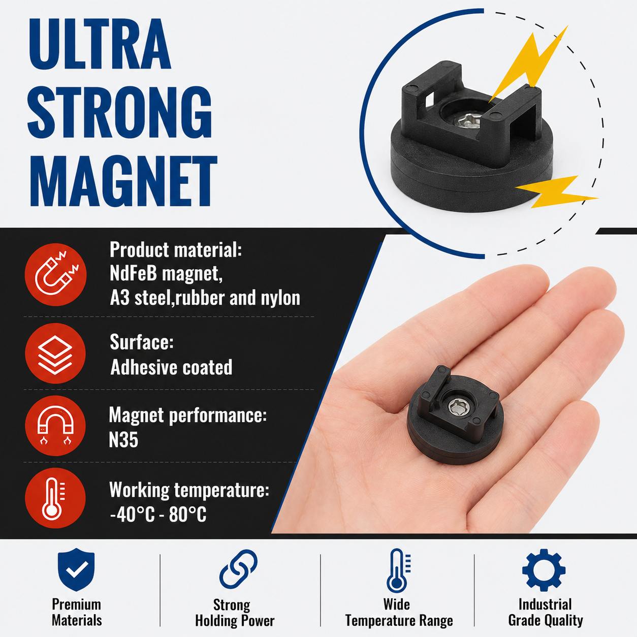 Heavy-Duty Magnetic Cable Tie Mounts