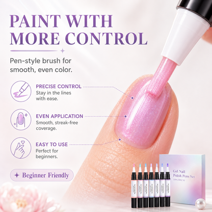 6-Color Pearl Gel Nail Polish Pen Set for Easy DIY Nails