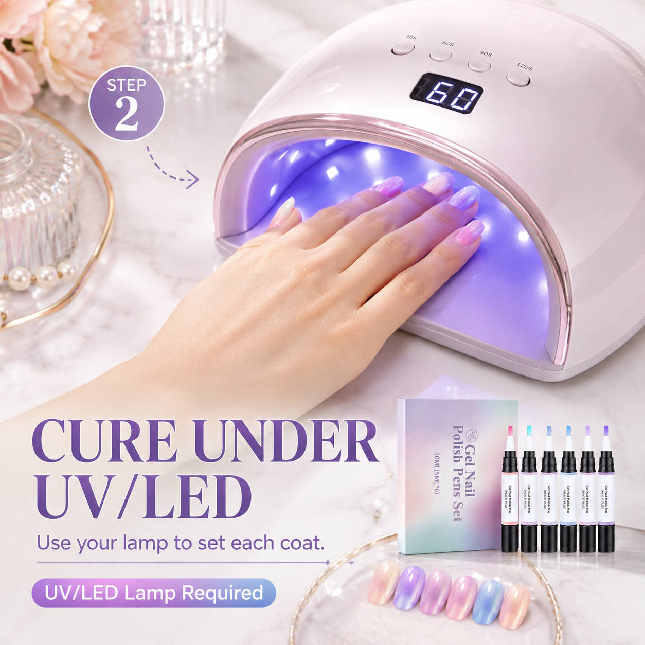 6-Color Pearl Gel Nail Polish Pen Set for Easy DIY Nails