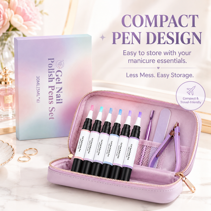 6-Color Pearl Gel Nail Polish Pen Set for Easy DIY Nails