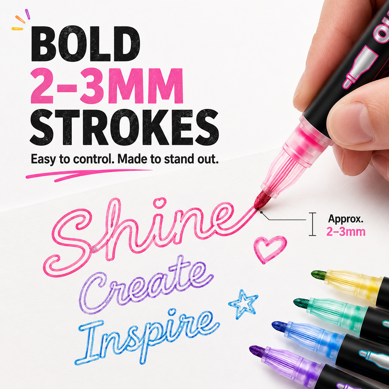 Double Line Outline Marker Pens – 12 Color Creative Set