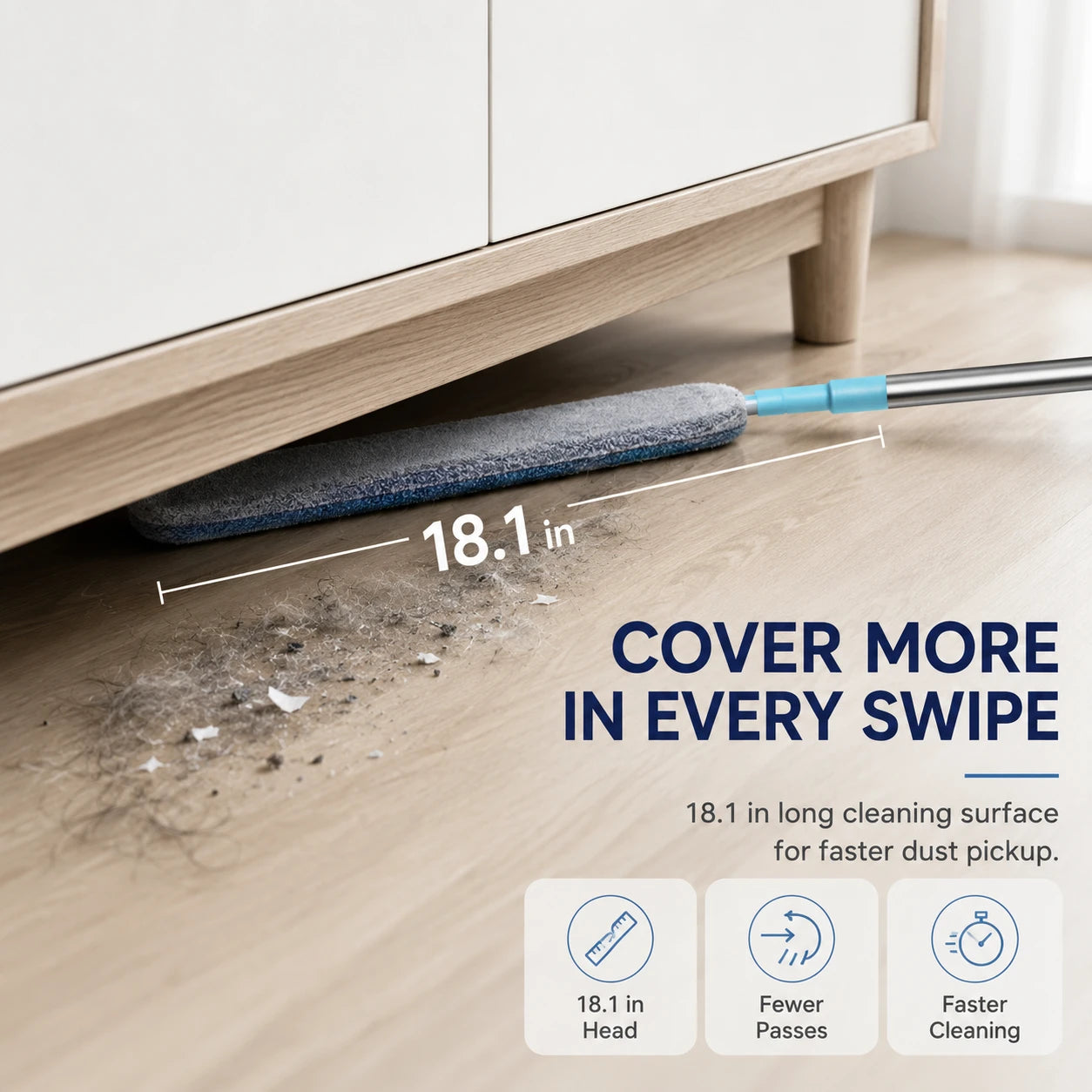 Gap Dust Cleaner with Extendable Pole | Flex Microfiber Duster