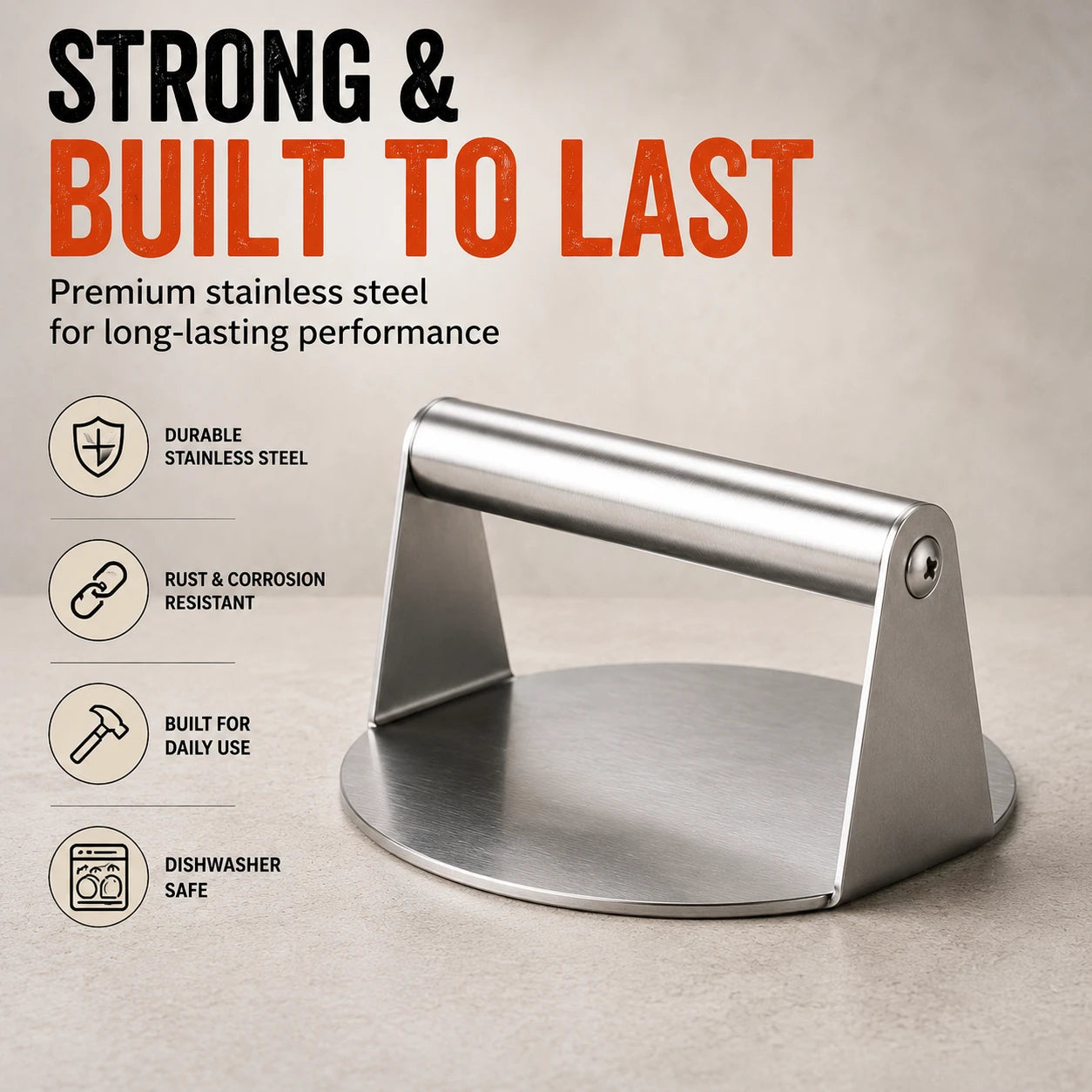 Stainless Steel Burger Press | Smash Burger & Grill Smasher