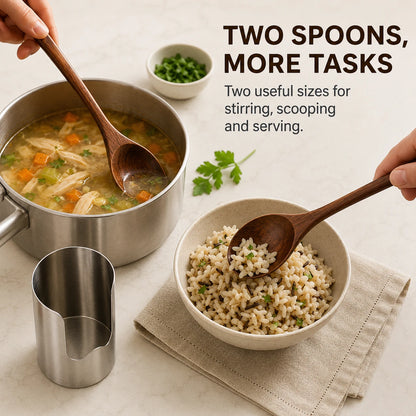 Kitchen Utensil & Lid Rest Set with 2 Wooden Spoons