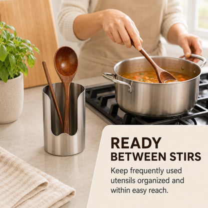 Kitchen Utensil & Lid Rest Set with 2 Wooden Spoons