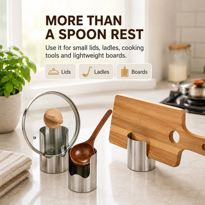 Kitchen Utensil & Lid Rest Set with 2 Wooden Spoons