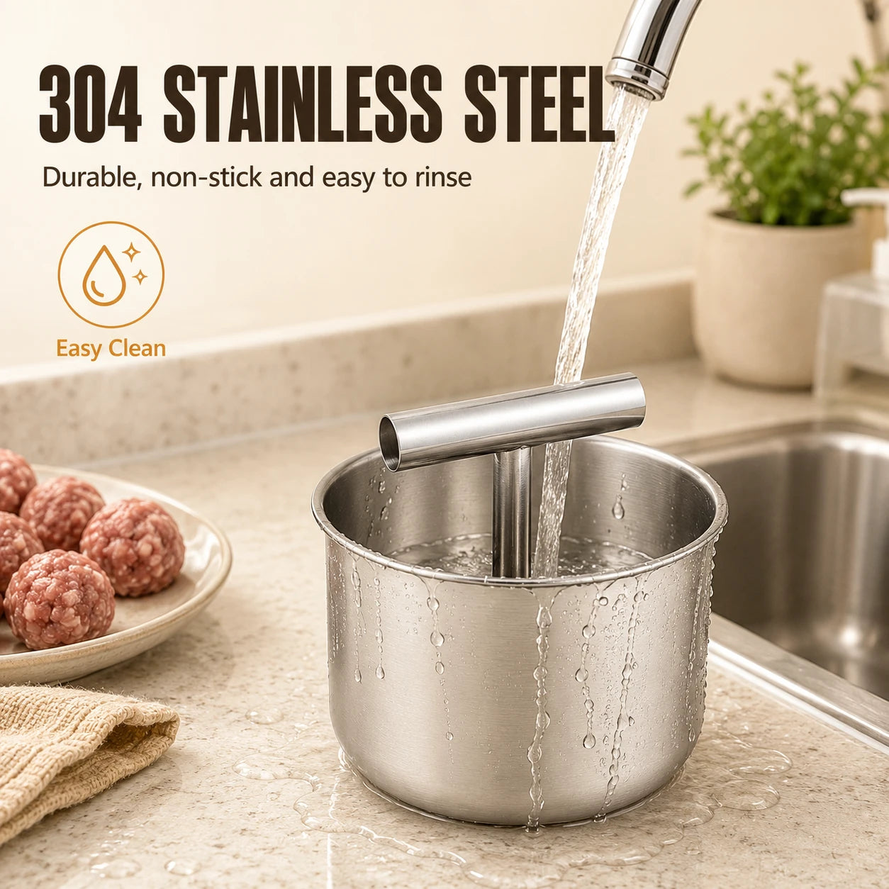 Stainless Steel Meatball Maker | Quick Prep & Non-Stick Press