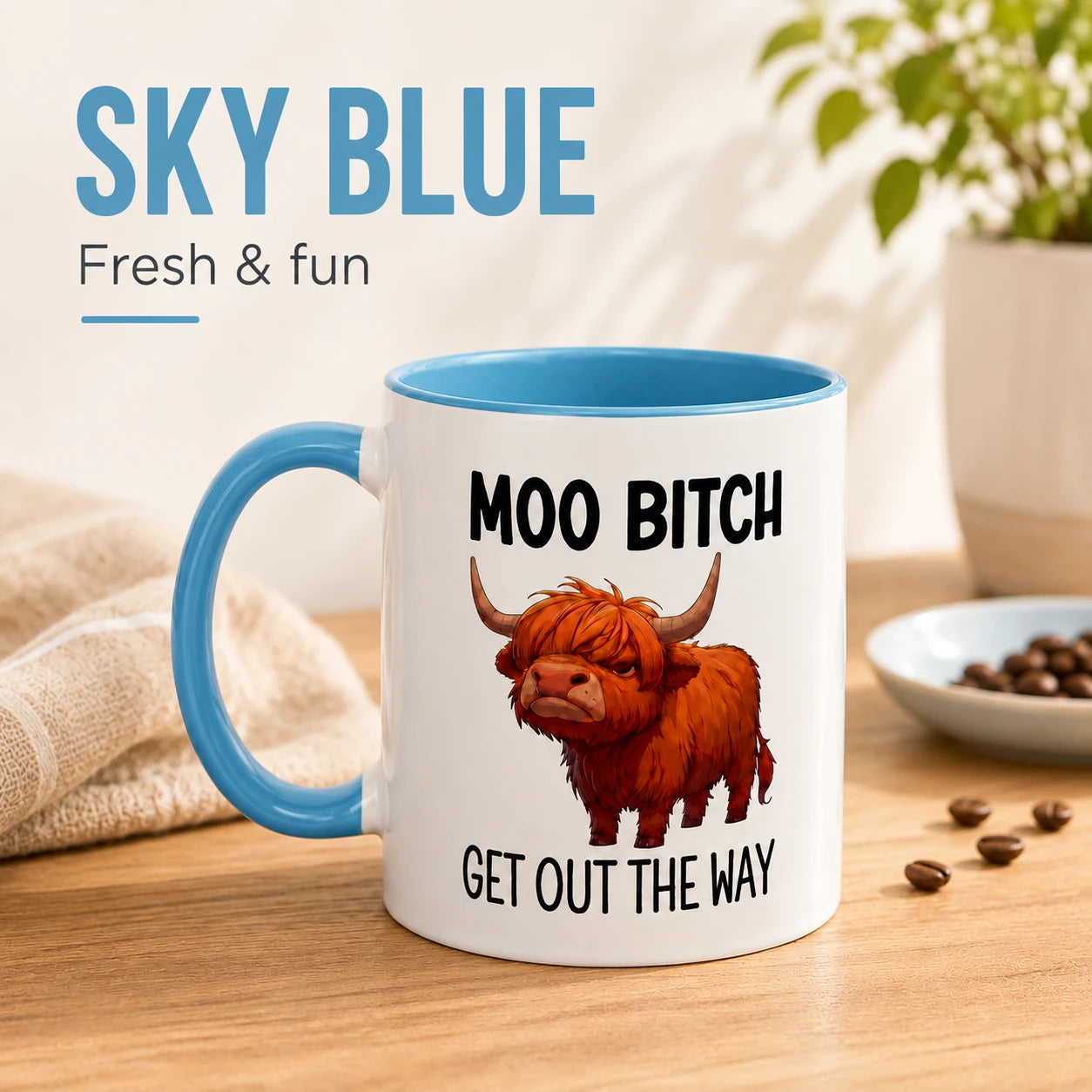 Funny Highland Cow Coffee Mug – 11 oz Ceramic Novelty Tea Cup