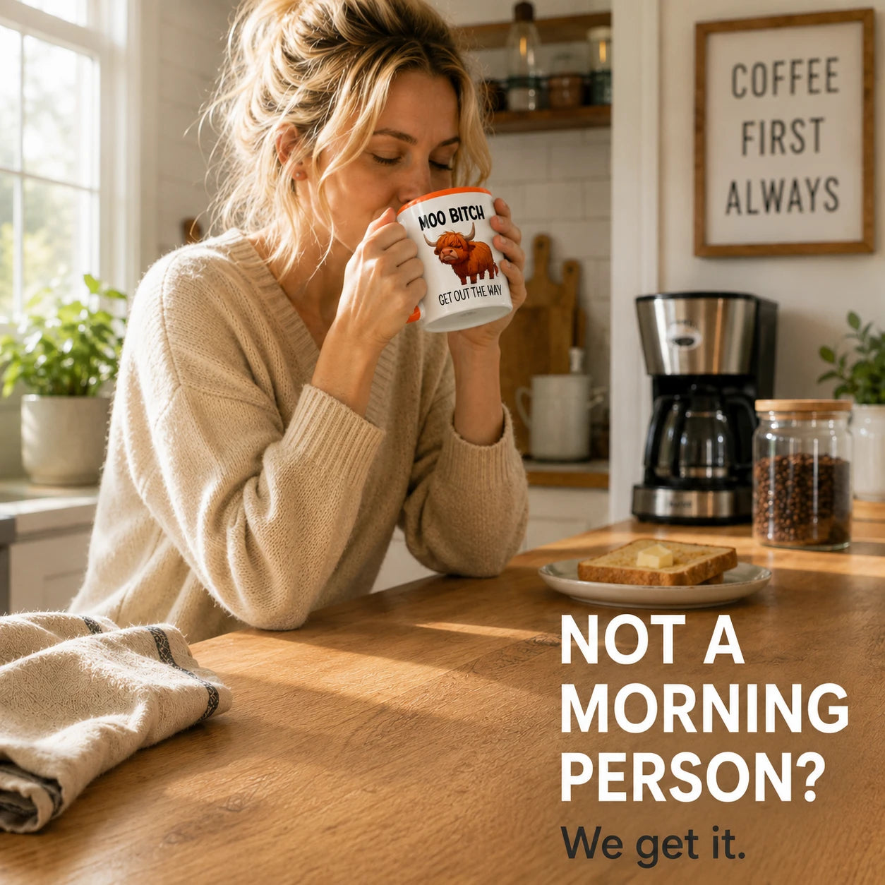 Funny Highland Cow Coffee Mug – 11 oz Ceramic Novelty Tea Cup