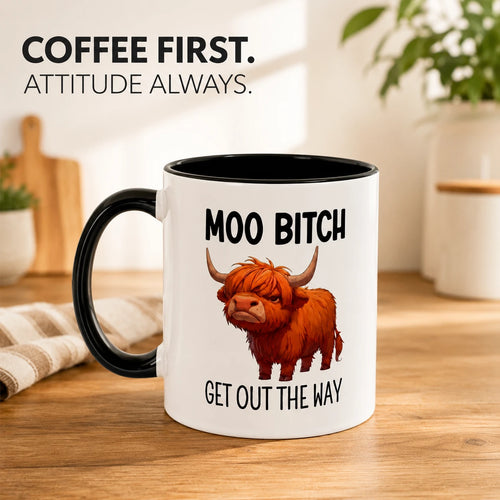 Funny Highland Cow Coffee Mug – 11 oz Ceramic Novelty Tea Cup