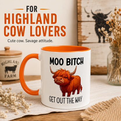 Funny Highland Cow Coffee Mug – 11 oz Ceramic Novelty Tea Cup