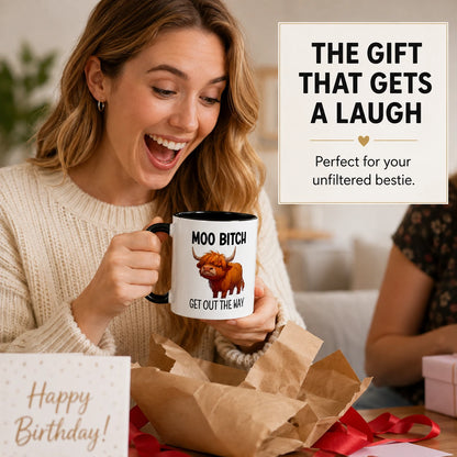 Funny Highland Cow Coffee Mug – 11 oz Ceramic Novelty Tea Cup