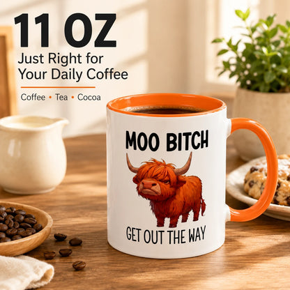 Funny Highland Cow Coffee Mug – 11 oz Ceramic Novelty Tea Cup