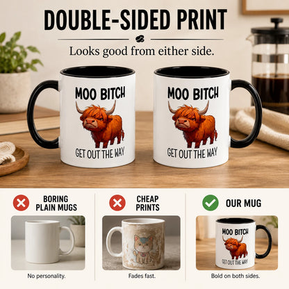Funny Highland Cow Coffee Mug – 11 oz Ceramic Novelty Tea Cup