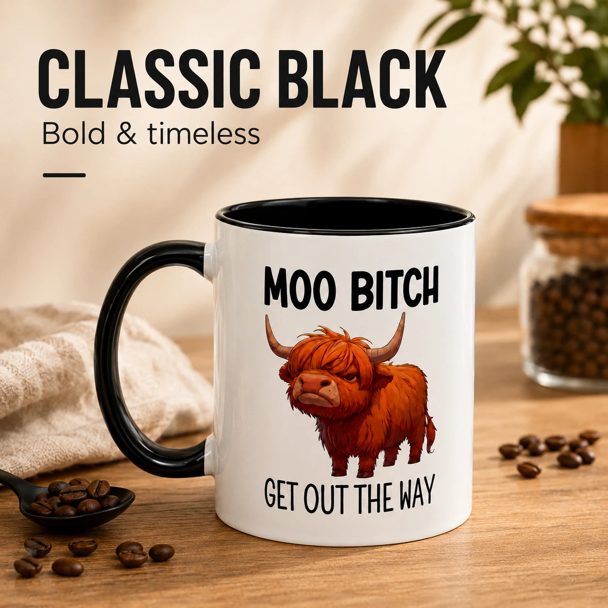 Funny Highland Cow Coffee Mug – 11 oz Ceramic Novelty Tea Cup