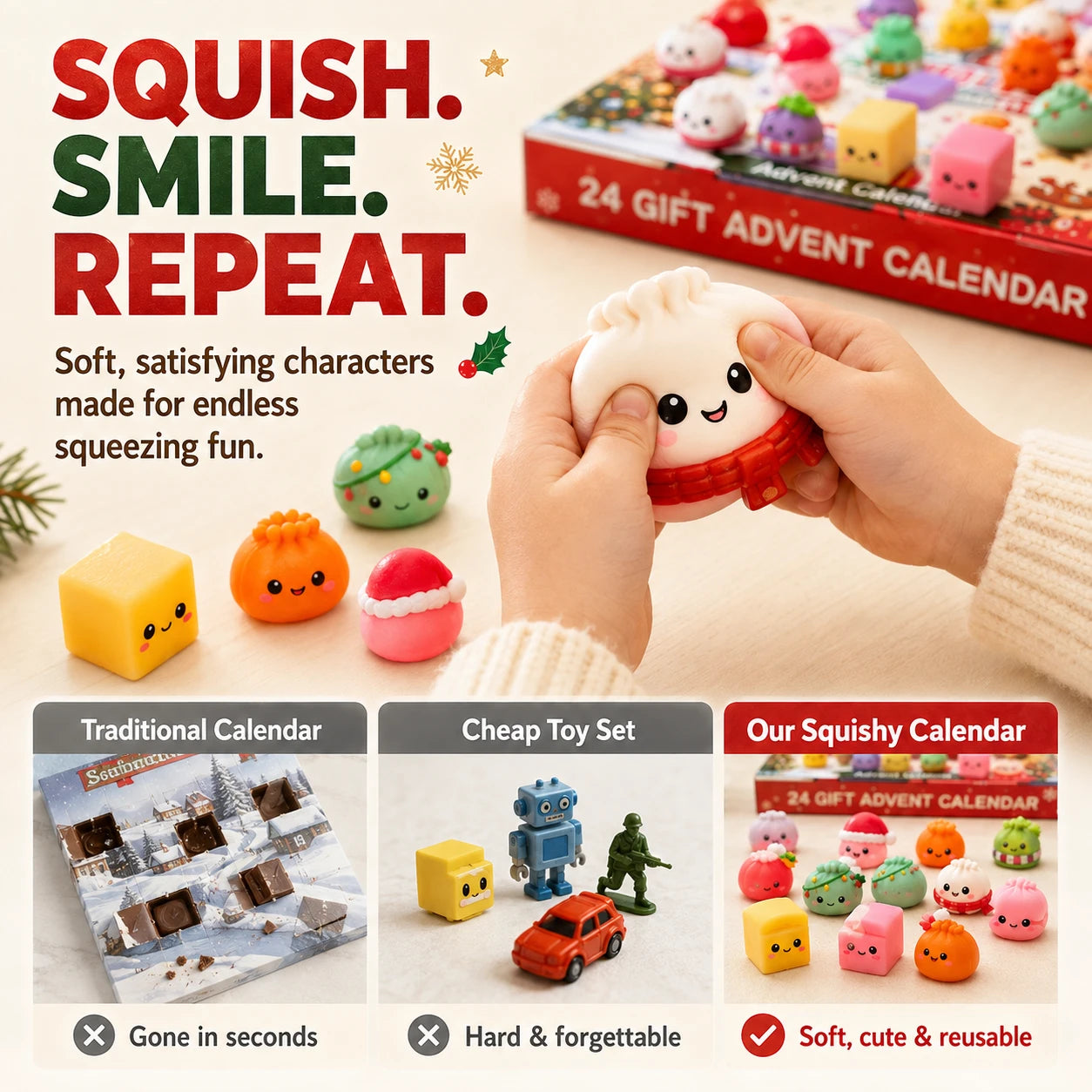 24-Day Christmas Squishy Toy Advent Calendar Countdown Box