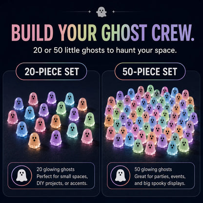 Luminous Mini Ghost Figurines – Glow in the Dark Pastel Set