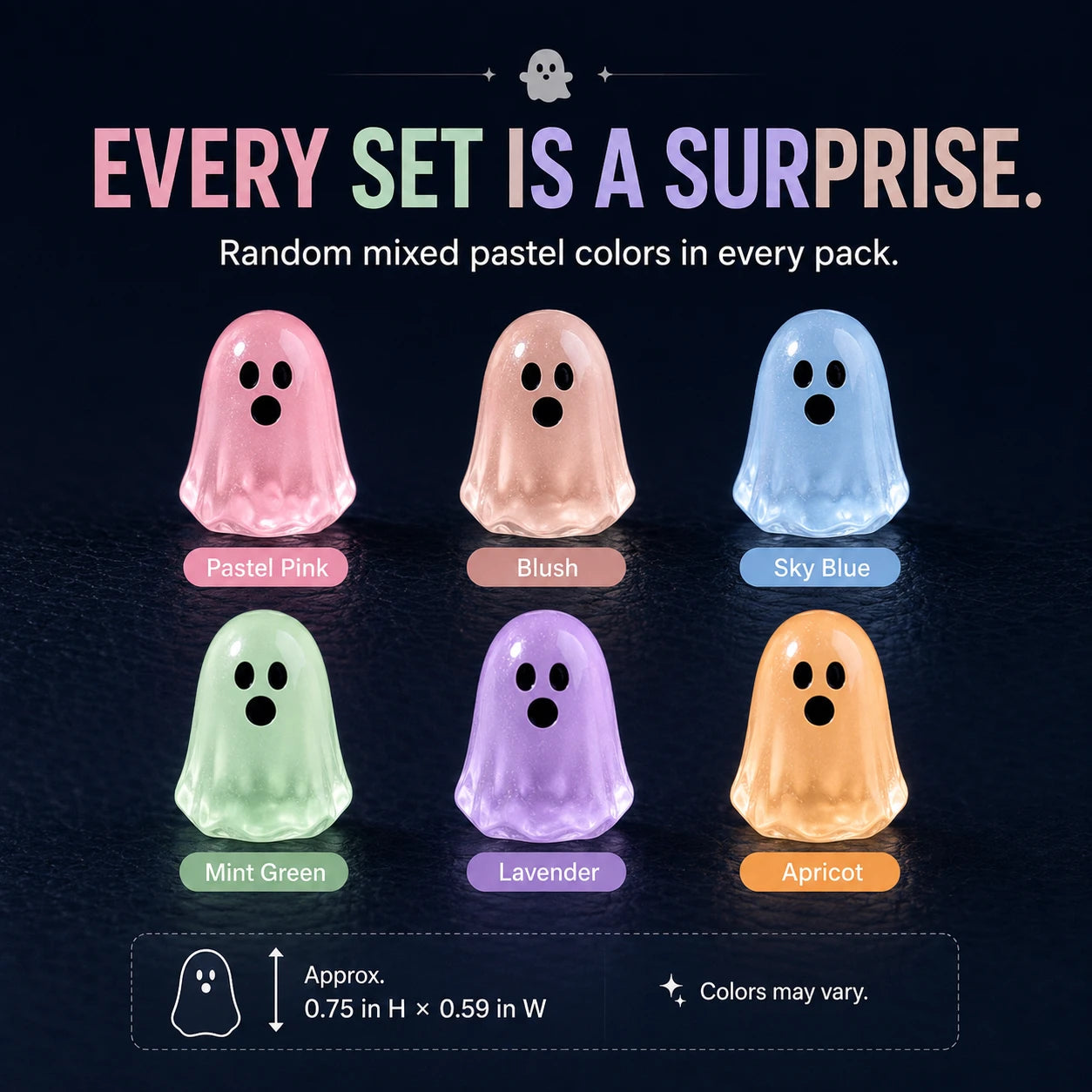 Luminous Mini Ghost Figurines – Glow in the Dark Pastel Set