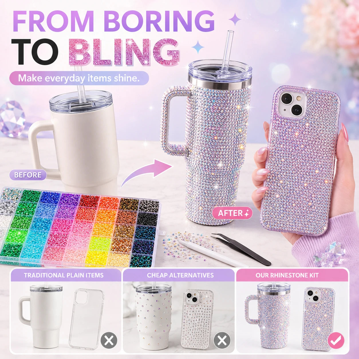 Rhinestone Bedazzling Kit – 40 Colors, Approx. 25K Pieces