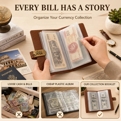 Locking Banknote Collection Booklet | Holds 100 Bills