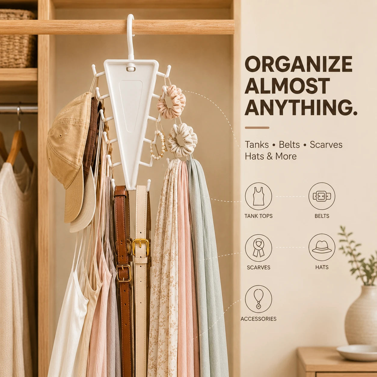 Vertical Closet Organizer Hanger for Accessories