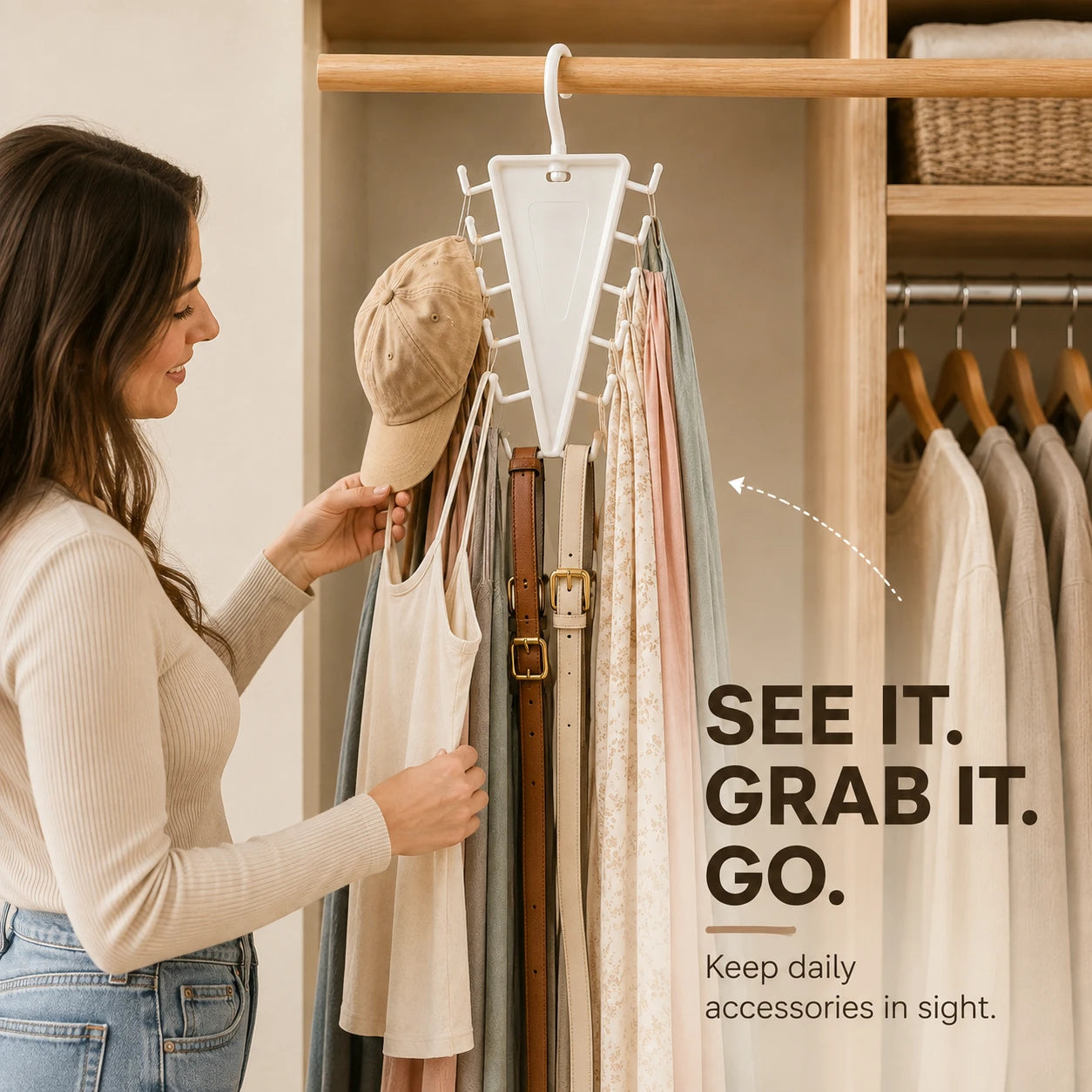 Vertical Closet Organizer Hanger for Accessories