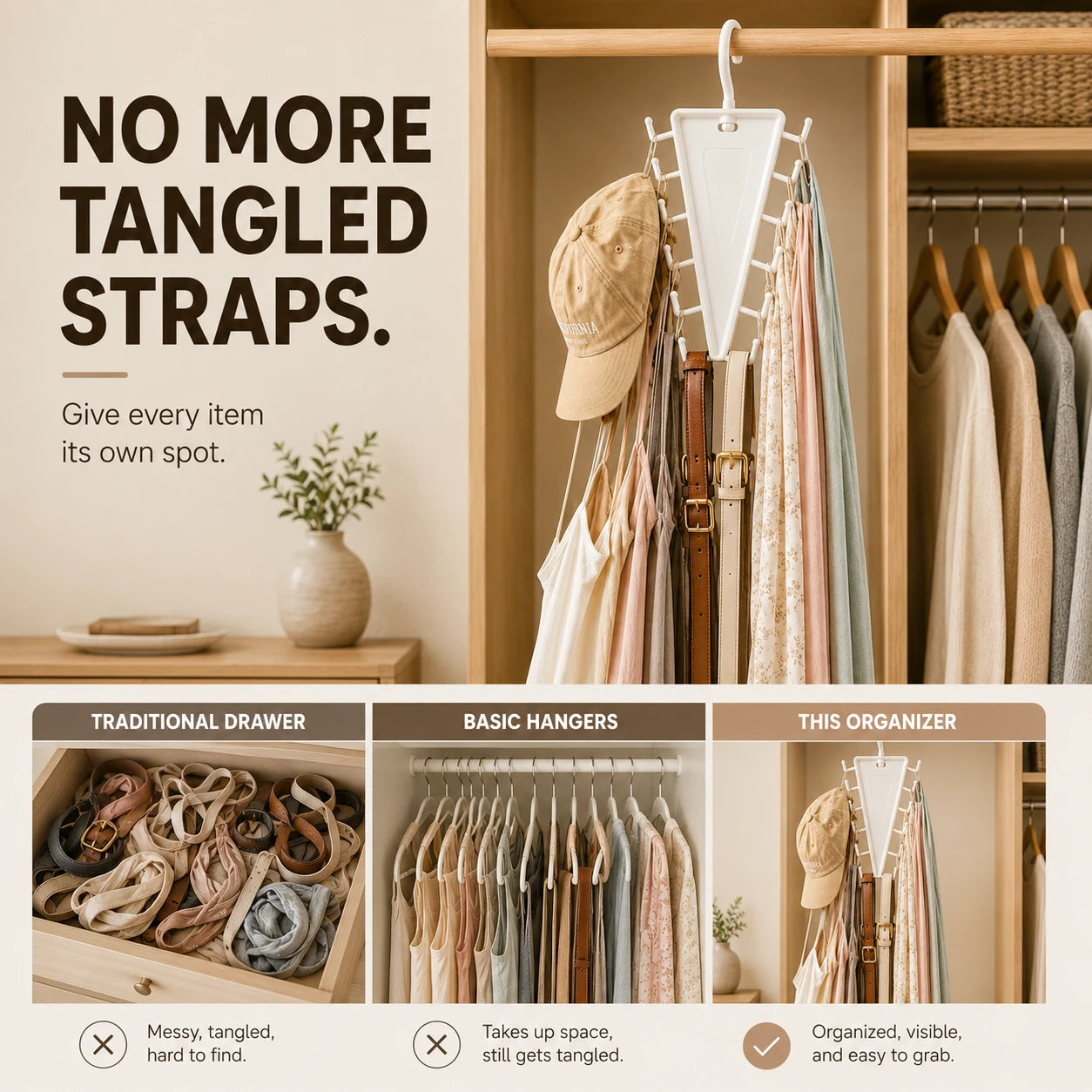 Vertical Closet Organizer Hanger for Accessories