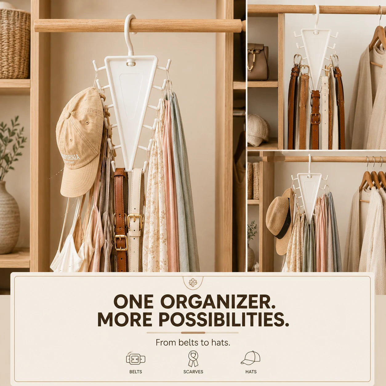 Vertical Closet Organizer Hanger for Accessories