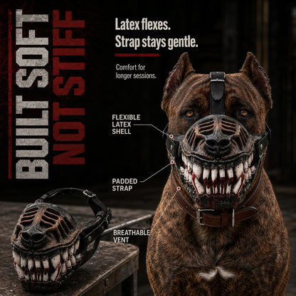 Scary-Looking Soft Latex Dog Muzzle | Creative Fang Design