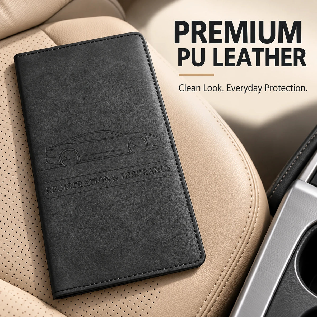 PU Leather Car Document Holder for Glove Box Storage