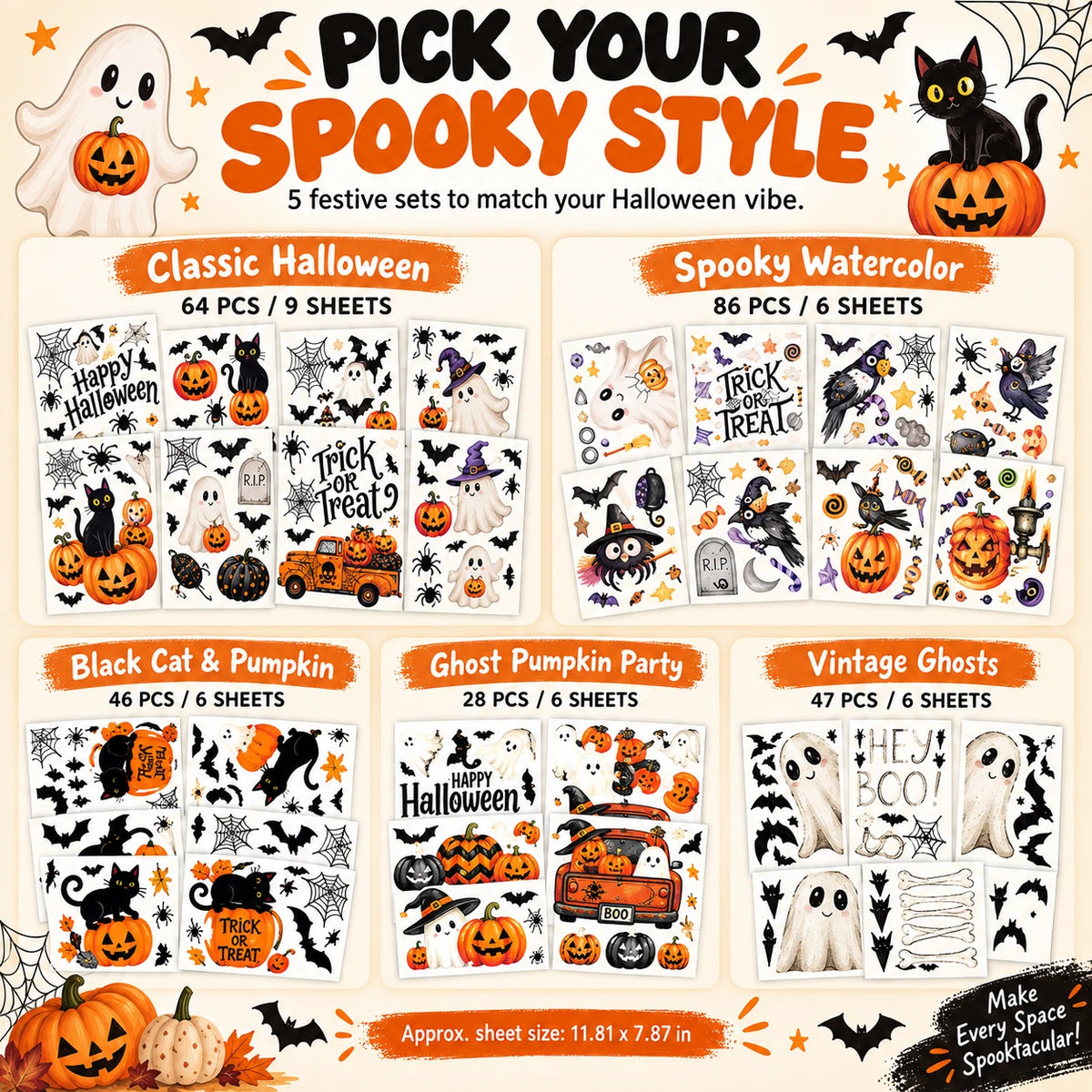 Halloween Wall & Window Stickers | Easy Spooky Decor