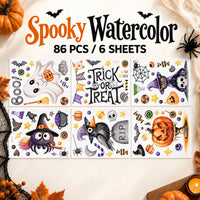 Spooky Watercolor — 86 PCS / 6 Sheets